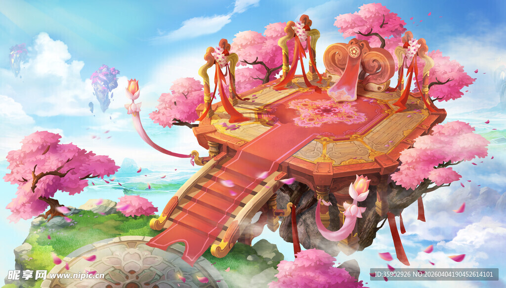 梦幻悬浮岛繁花簇拥之境