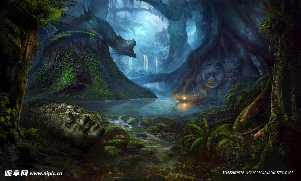 神秘奇幻森林夜景