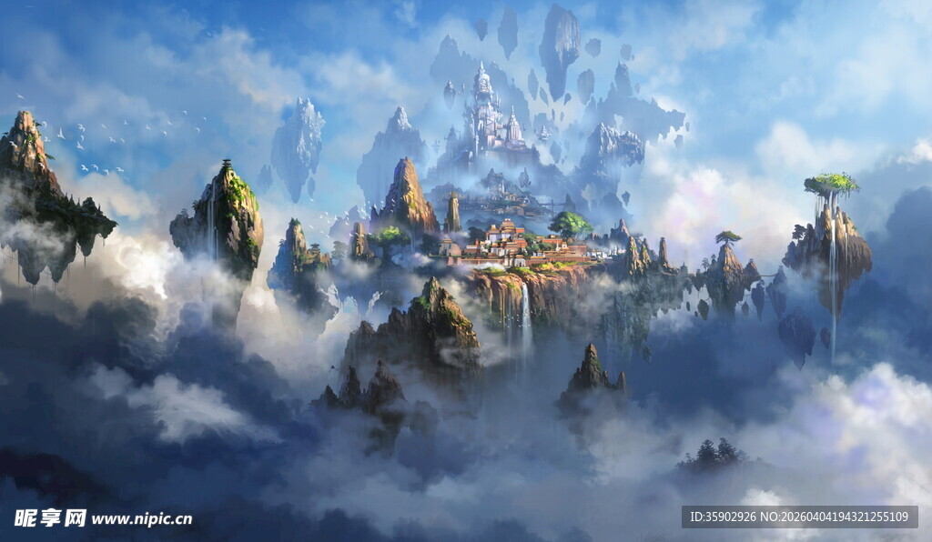 云端奇幻城堡景观