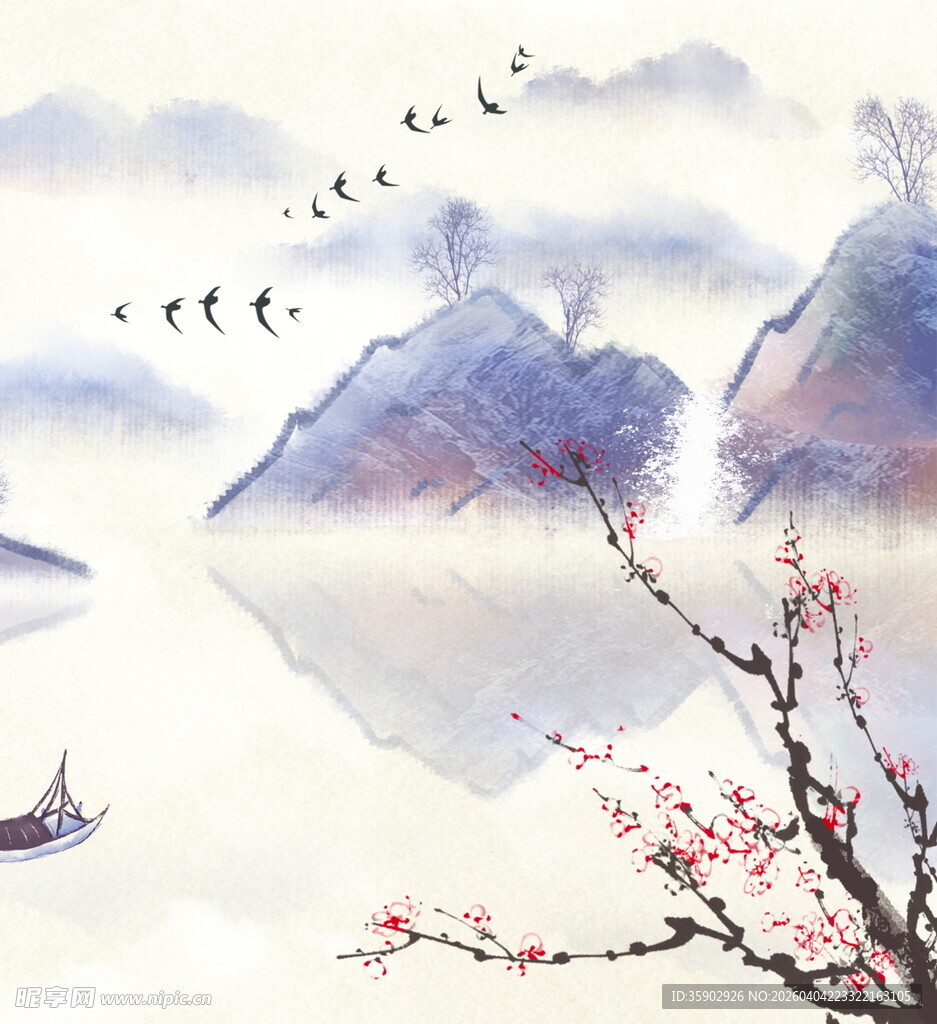 水墨山水间的诗意景致