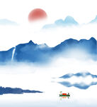 水墨山水间的日出美景