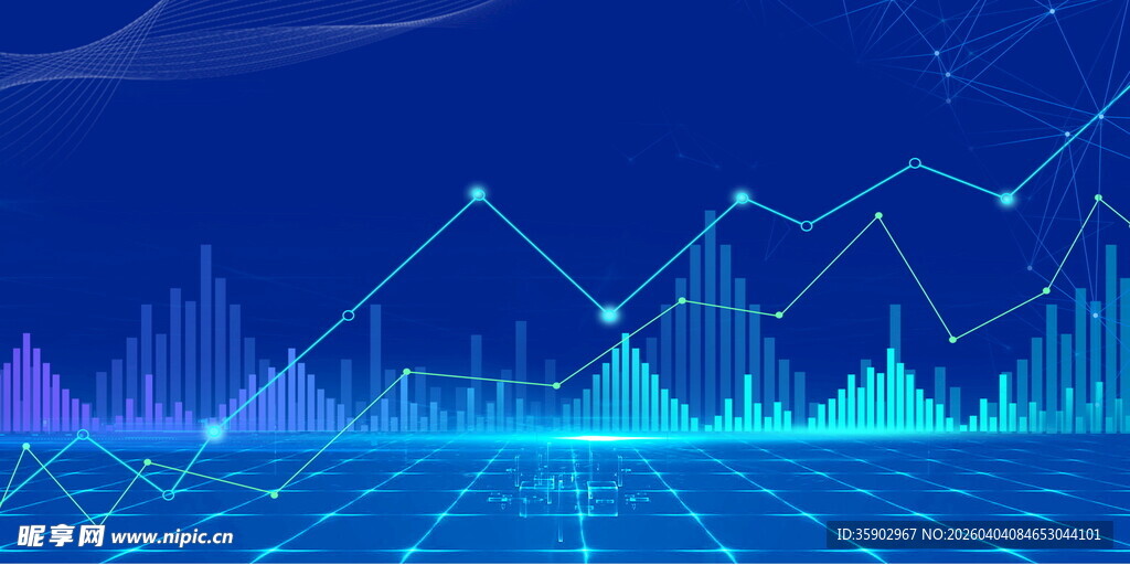 科技风金融数据波动图表
