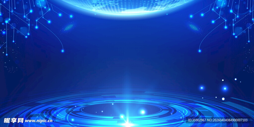 梦幻蓝色科技感水波纹背景