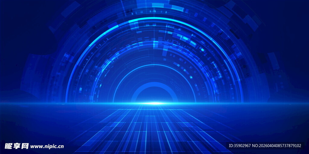 蓝色科技感炫光通道背景