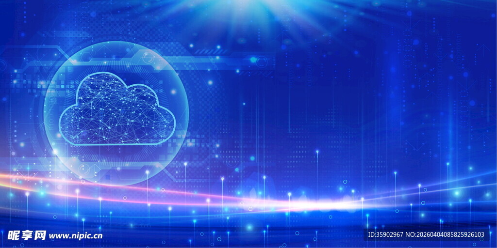 科技感蓝色云端背景图