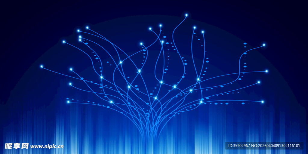 科技感蓝色数据树状图案