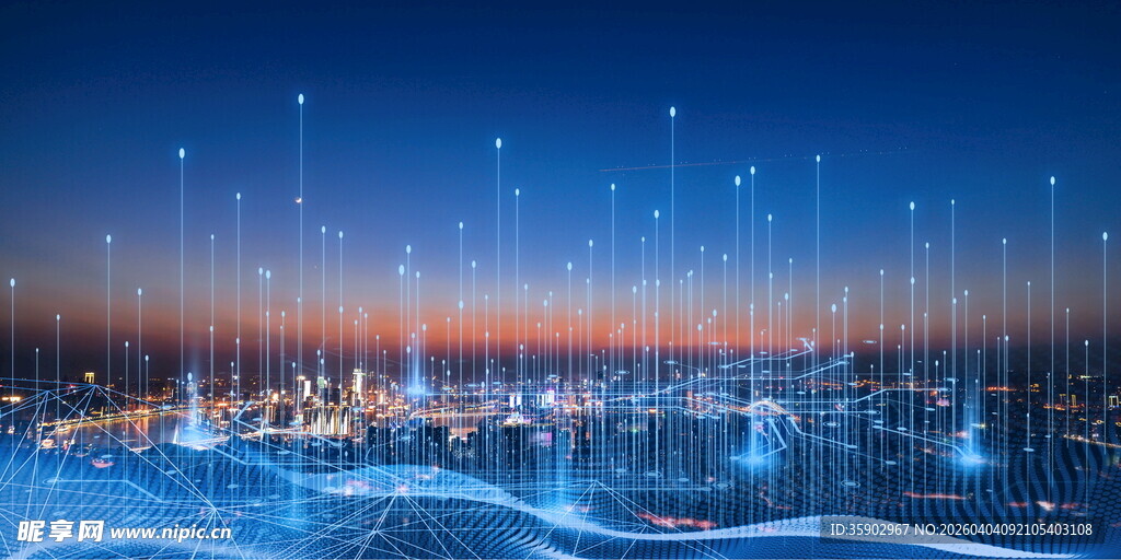 未来城市夜景科技感画面