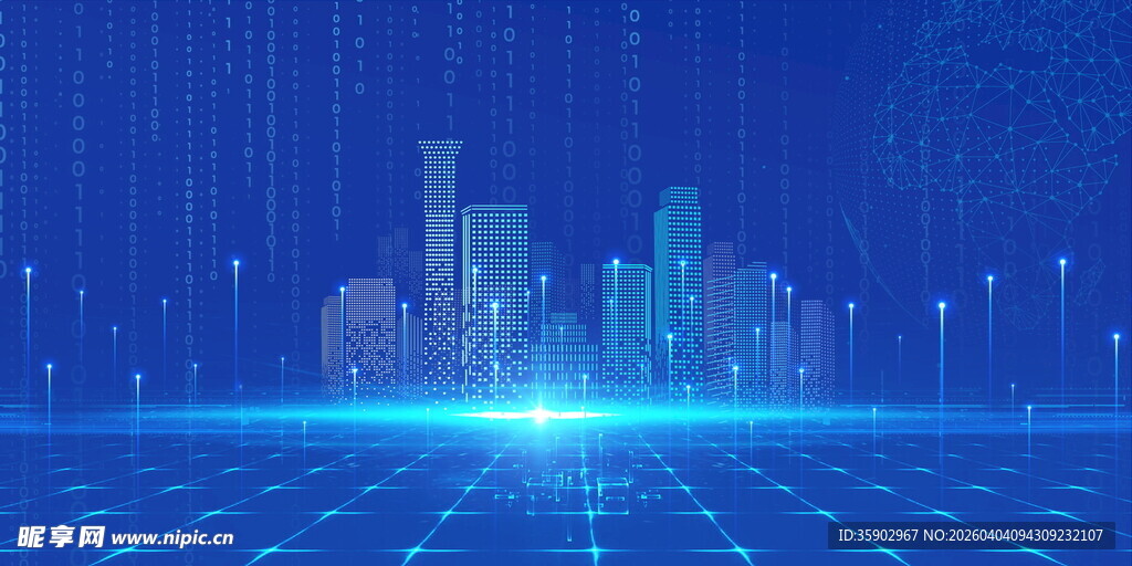 科技感城市夜景数字画面