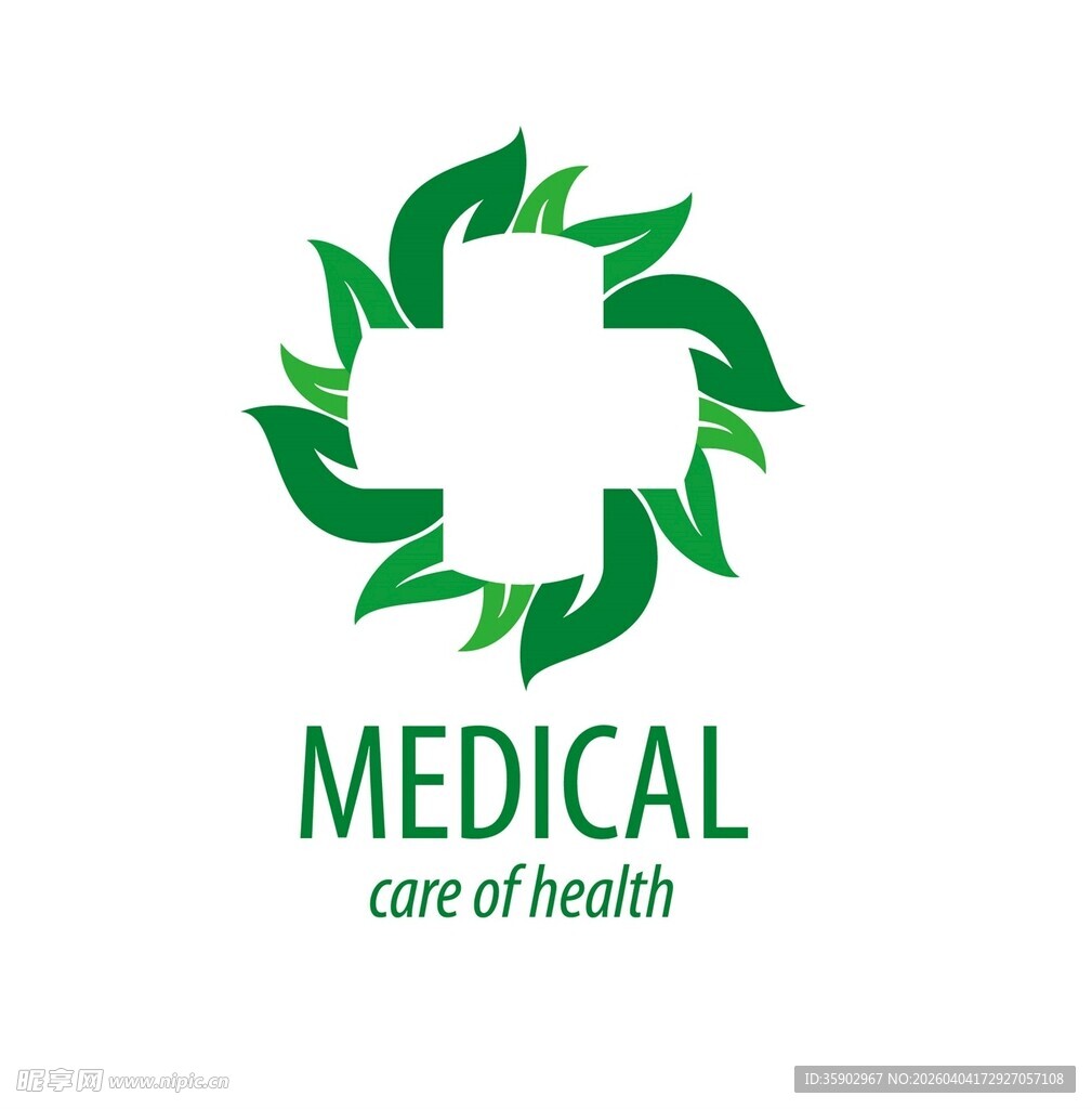 医疗健康绿叶标志设计