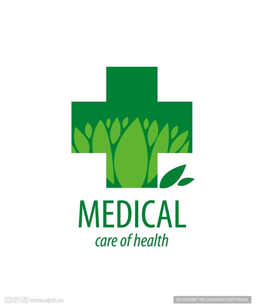 医疗绿叶主题标志设计