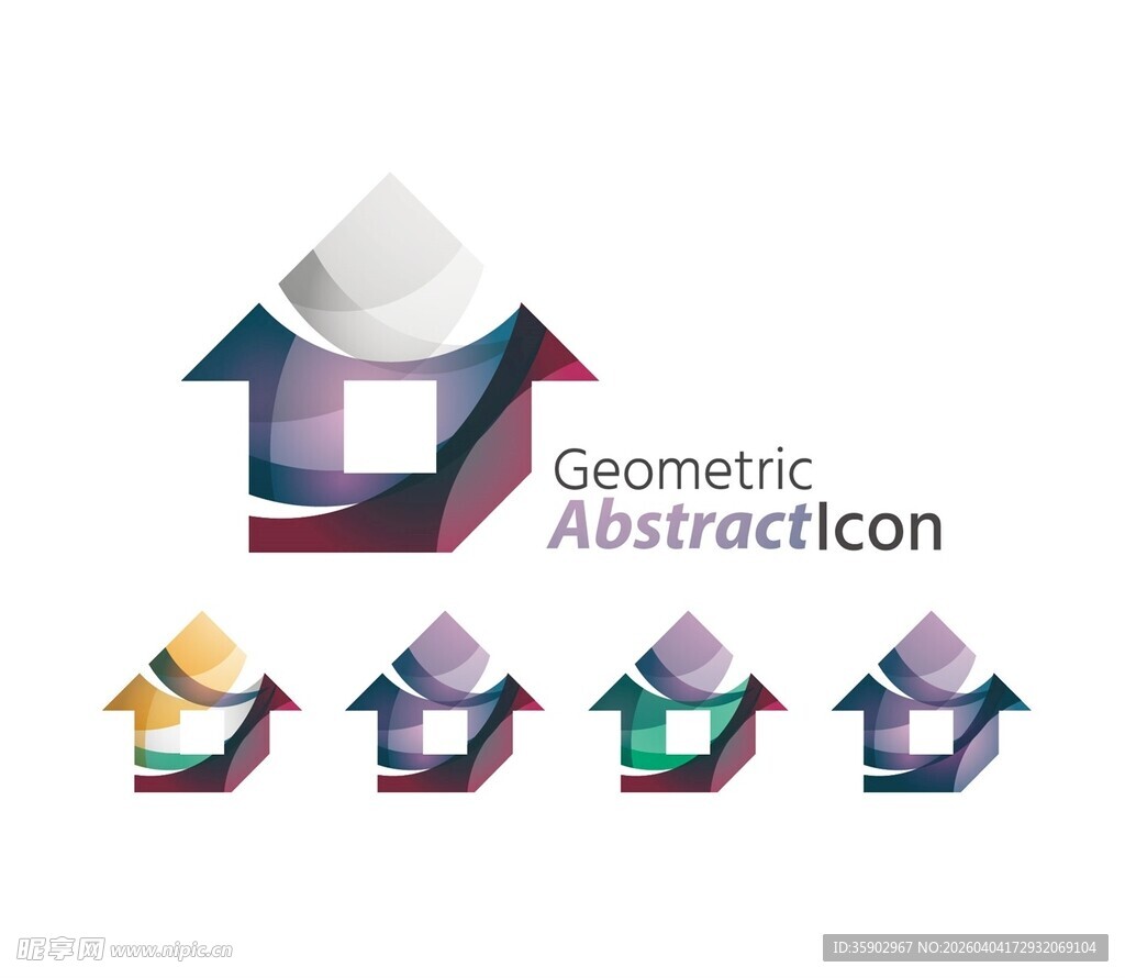几何抽象房屋图标集合