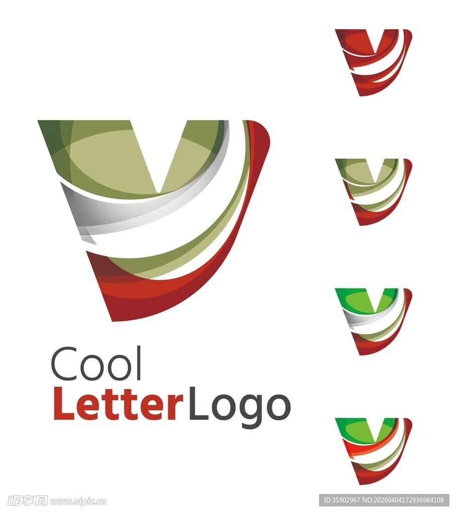酷炫字母V标志设计