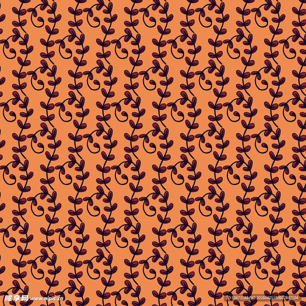 手绘叶片矢量图案背景