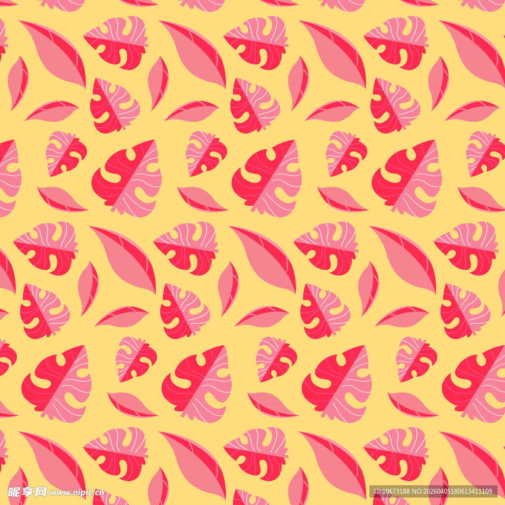 手绘叶片矢量图案背景