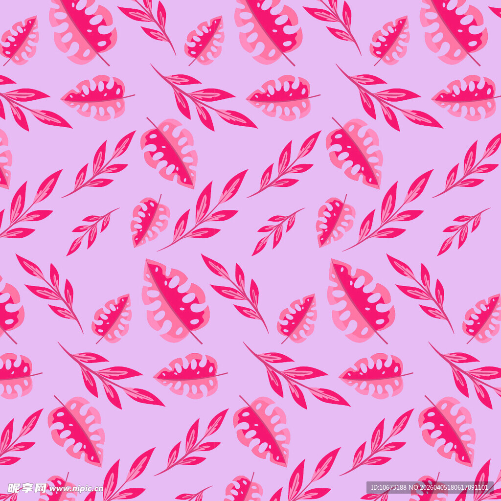 手绘叶片矢量图案背景