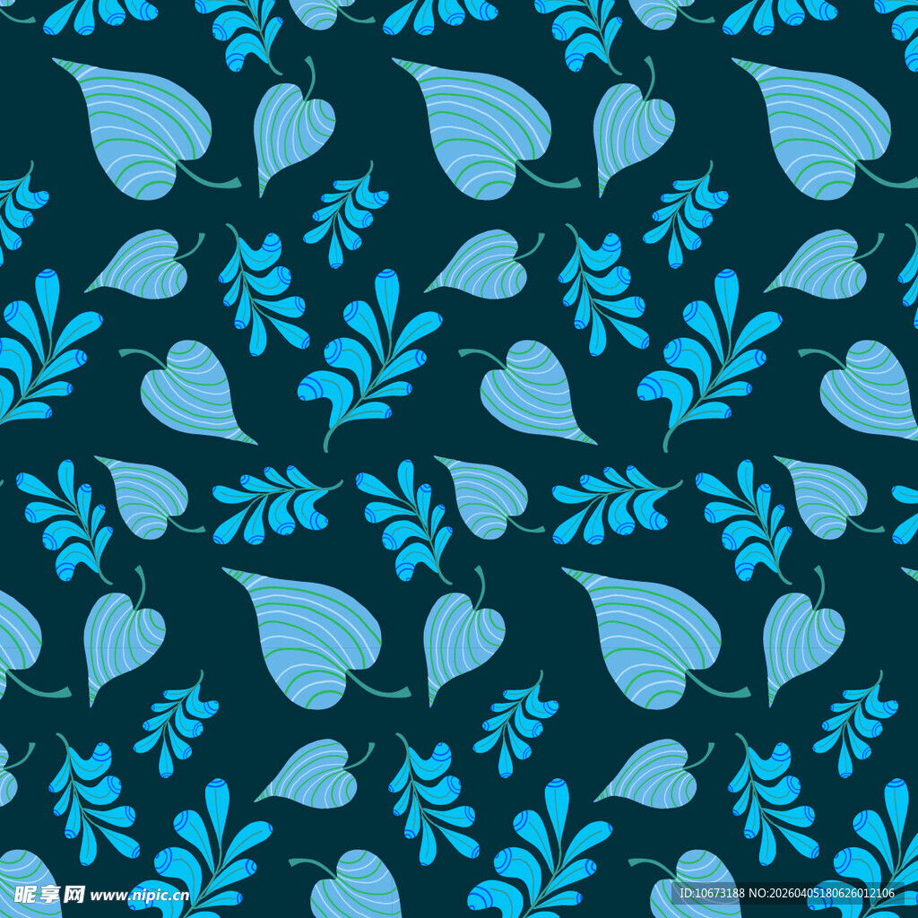 手绘叶片矢量图案背景