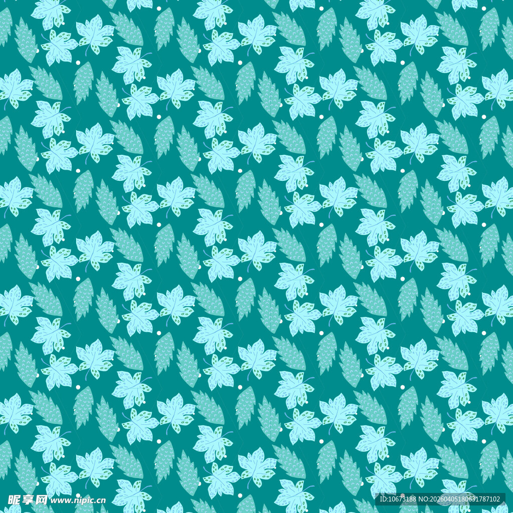 手绘叶片矢量图案背景