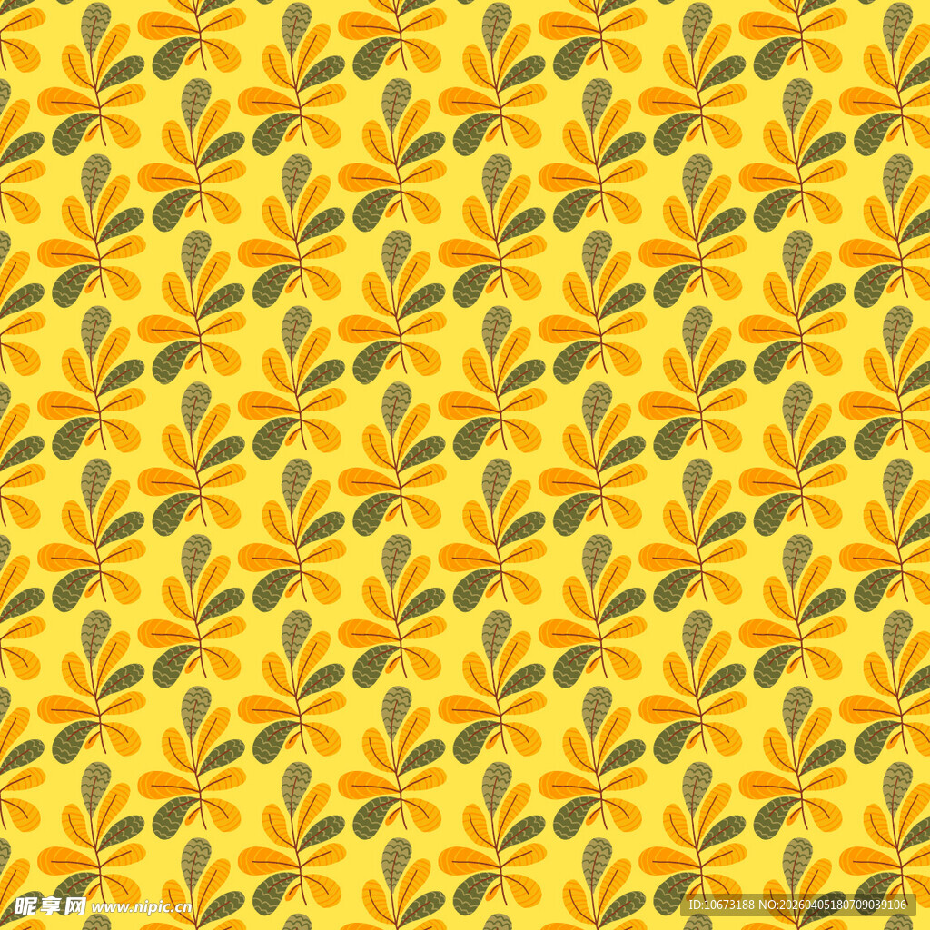 手绘叶片矢量图案背景