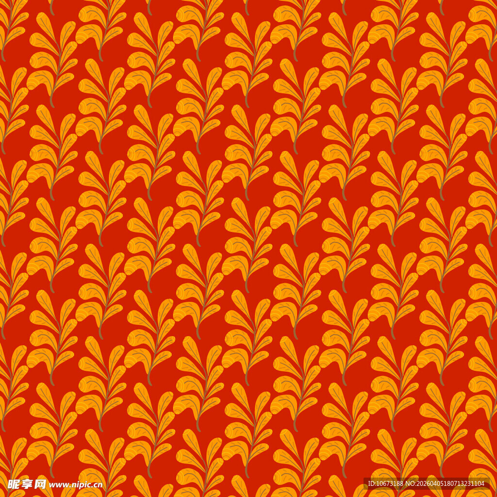 手绘叶片矢量图案背景