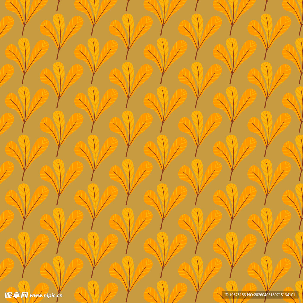 手绘叶片矢量图案背景