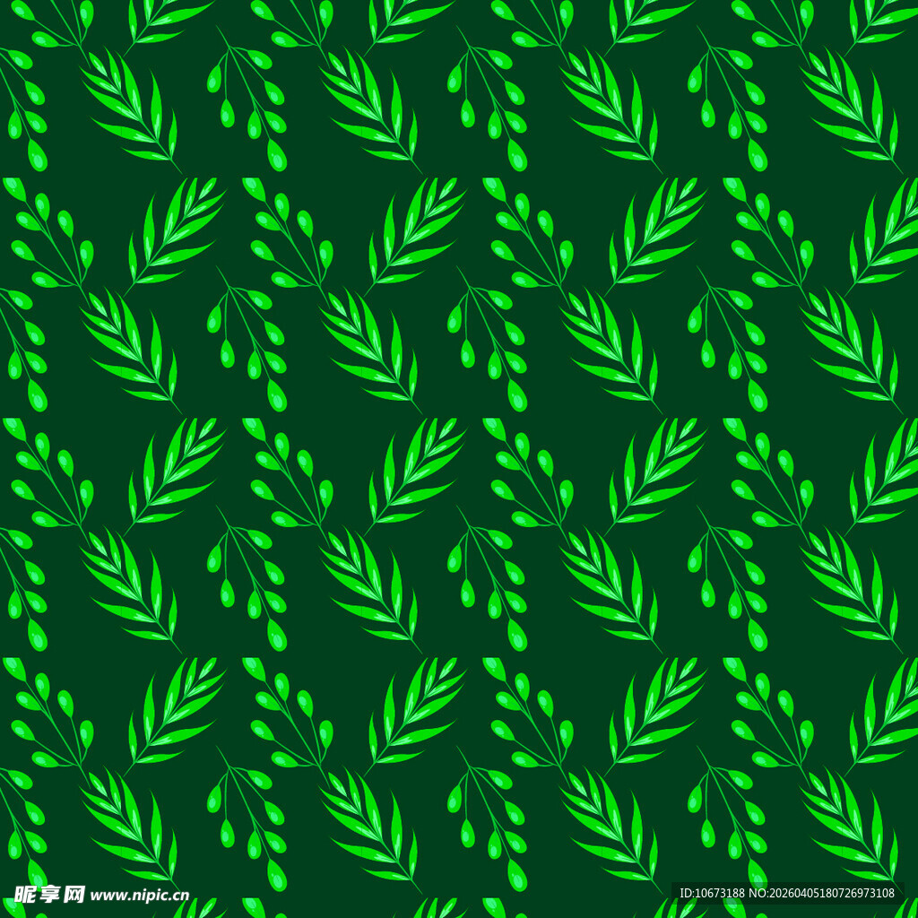 手绘叶片矢量图案背景