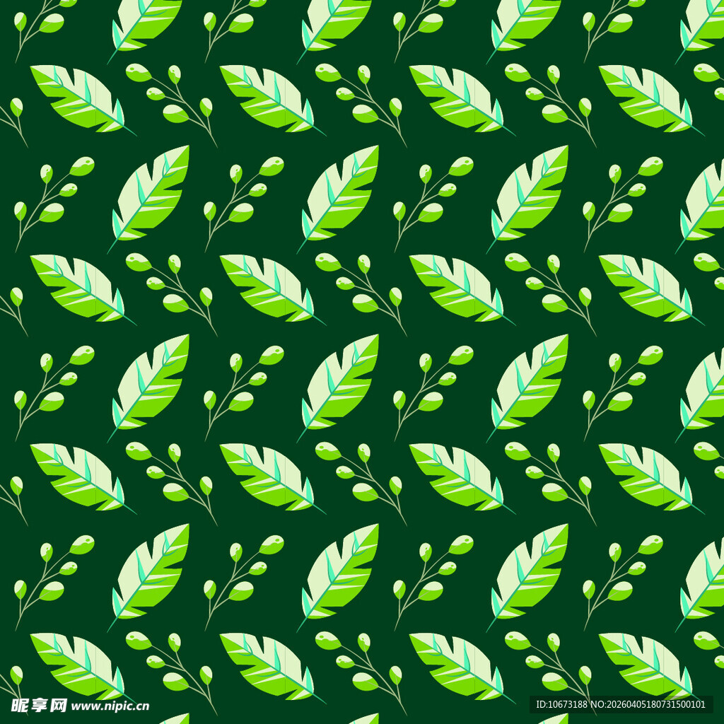 手绘叶片矢量图案背景