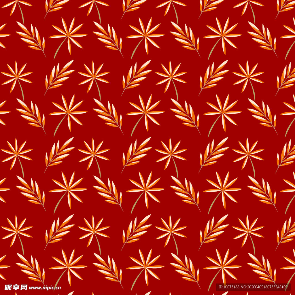 手绘叶片矢量图案背景