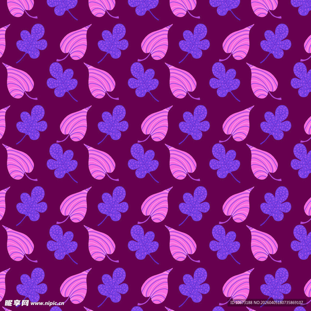 手绘叶片矢量图案背景