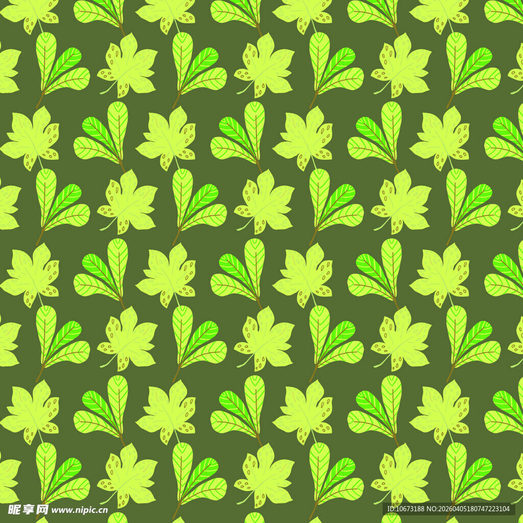 手绘叶片矢量图案背景