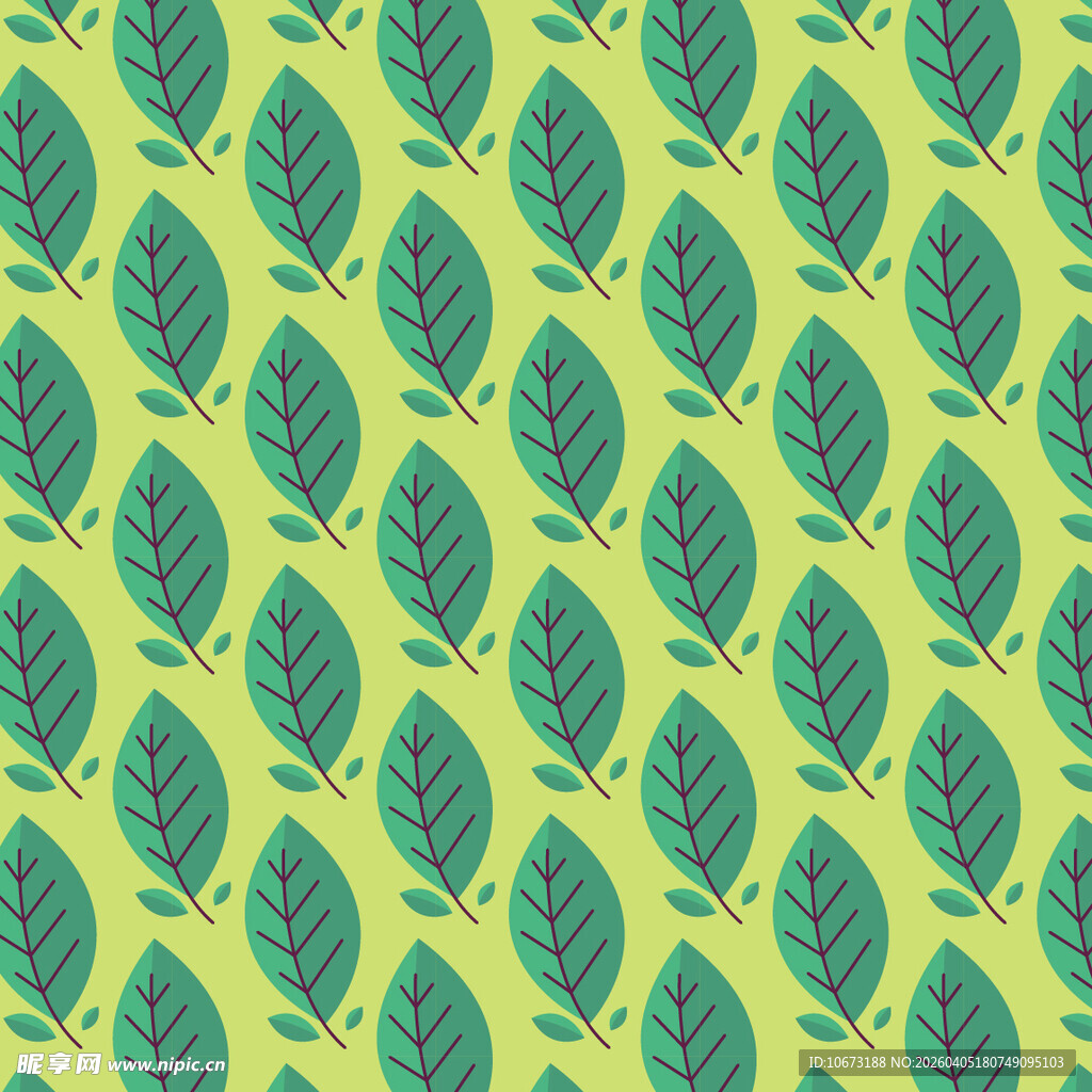 手绘叶片矢量图案背景