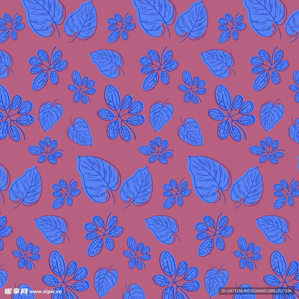 手绘叶片矢量图案背景