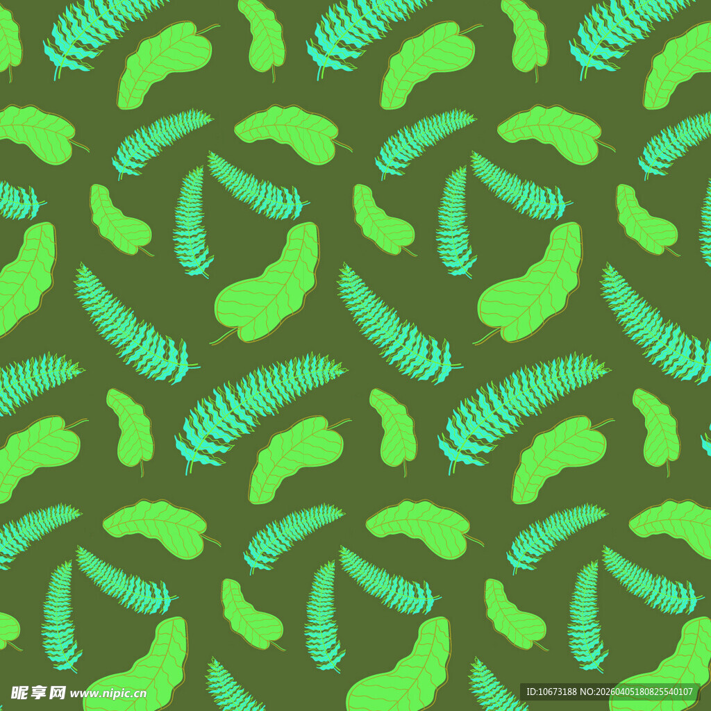 手绘叶片矢量图案背景