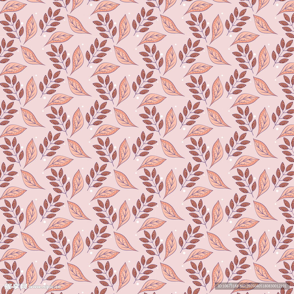 手绘叶片矢量图案背景
