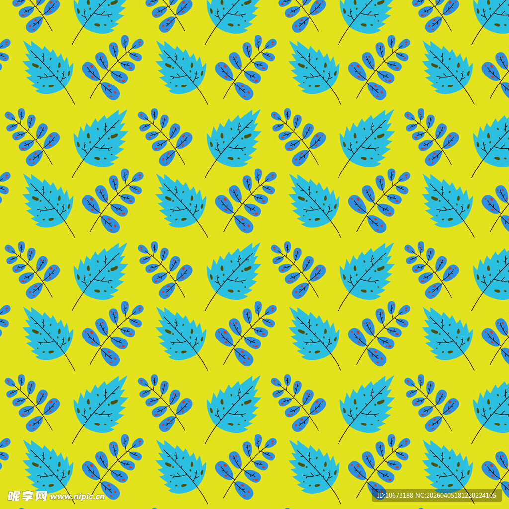 卡通叶子矢量图案背景