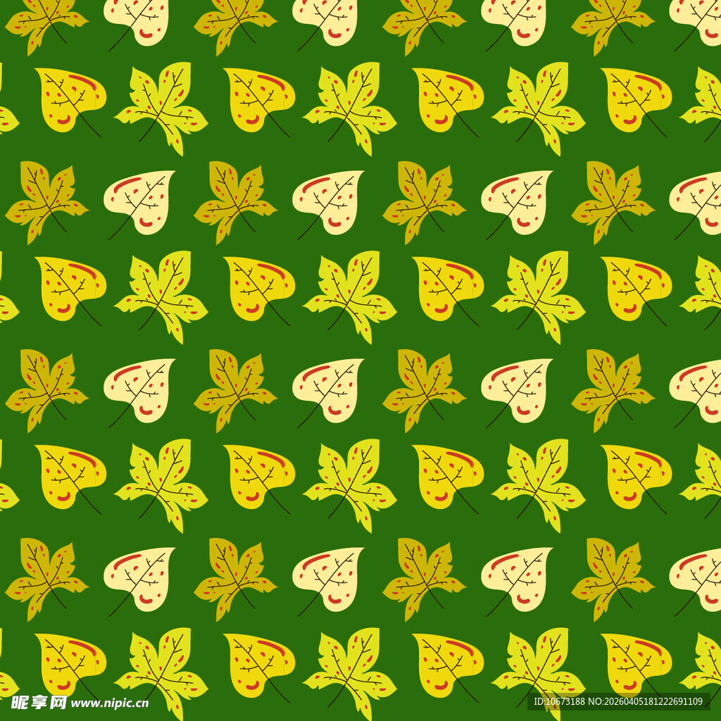 卡通叶子矢量图案背景