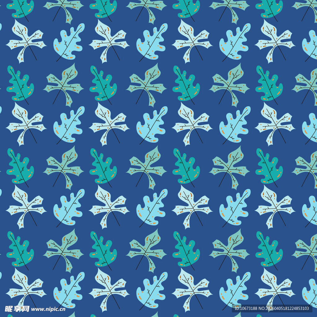 卡通叶子矢量图案背景