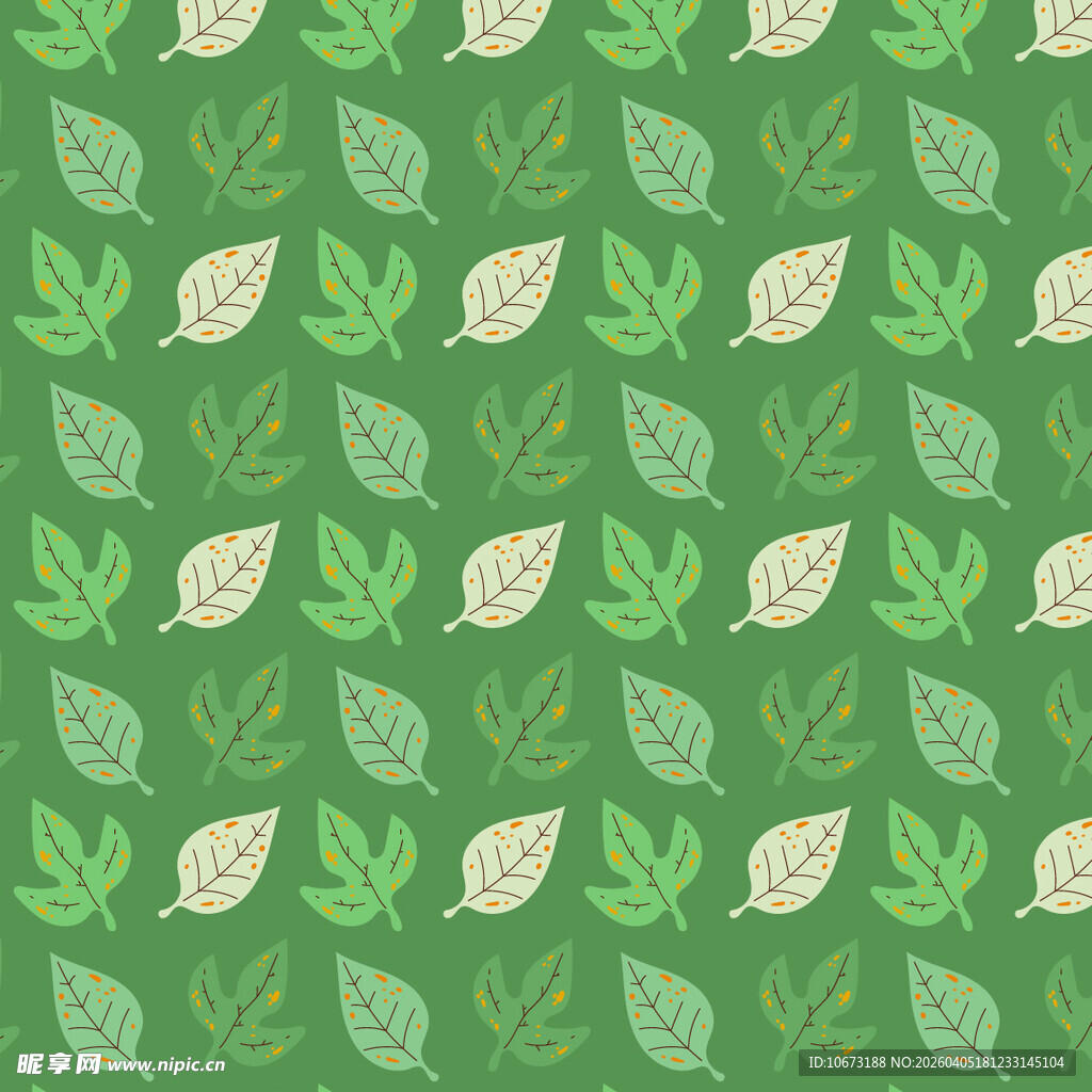 卡通叶子矢量图案背景