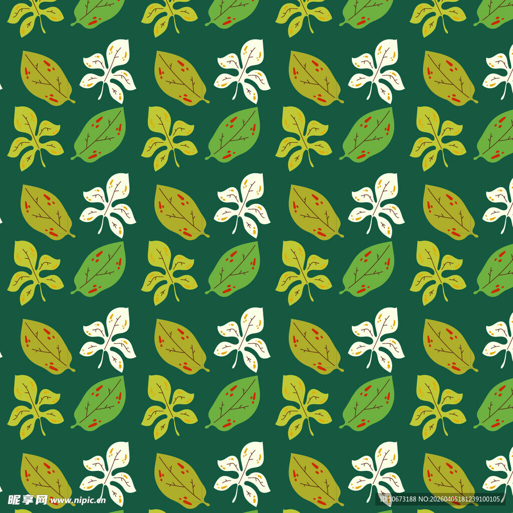 卡通叶子矢量图案背景