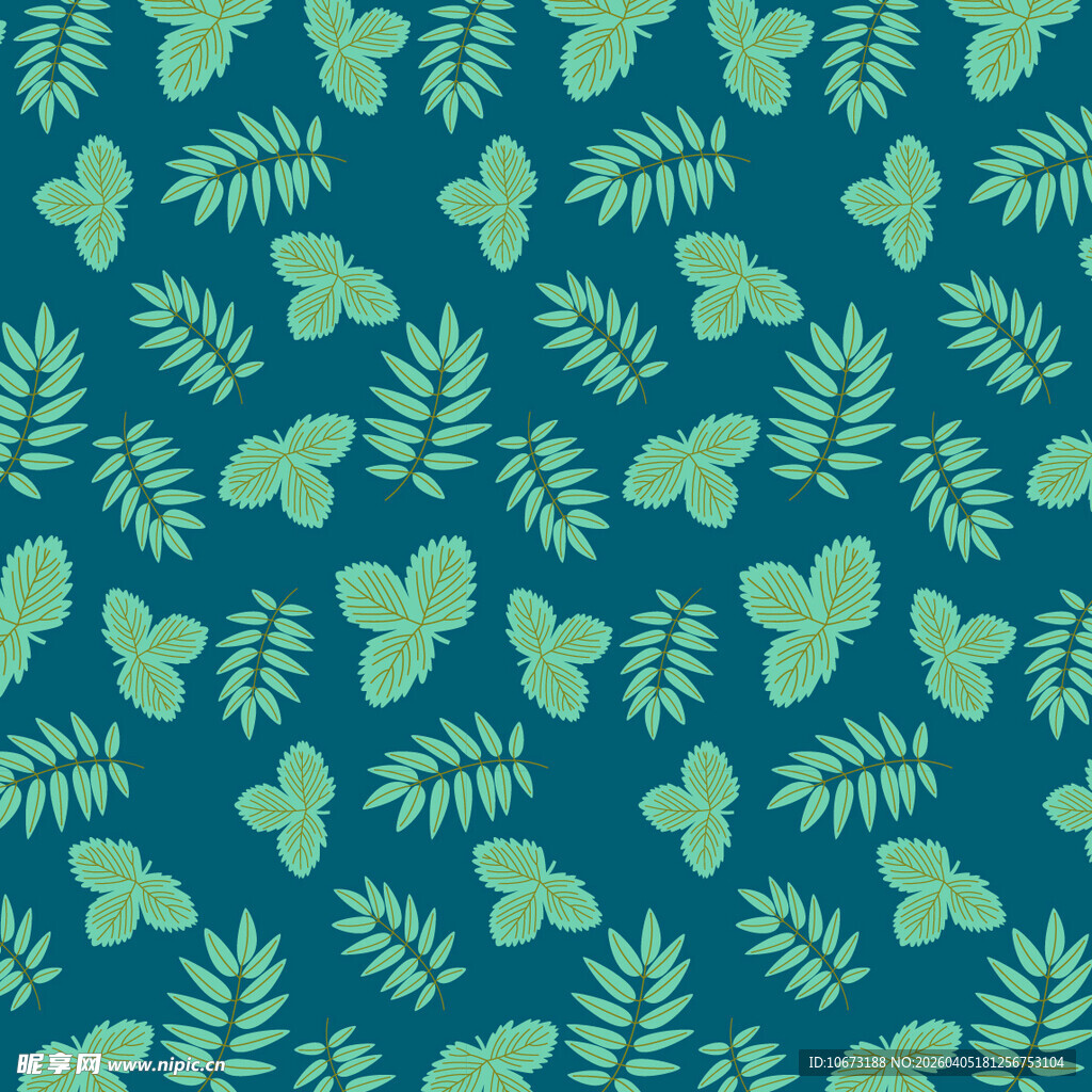 卡通叶子矢量图案背景