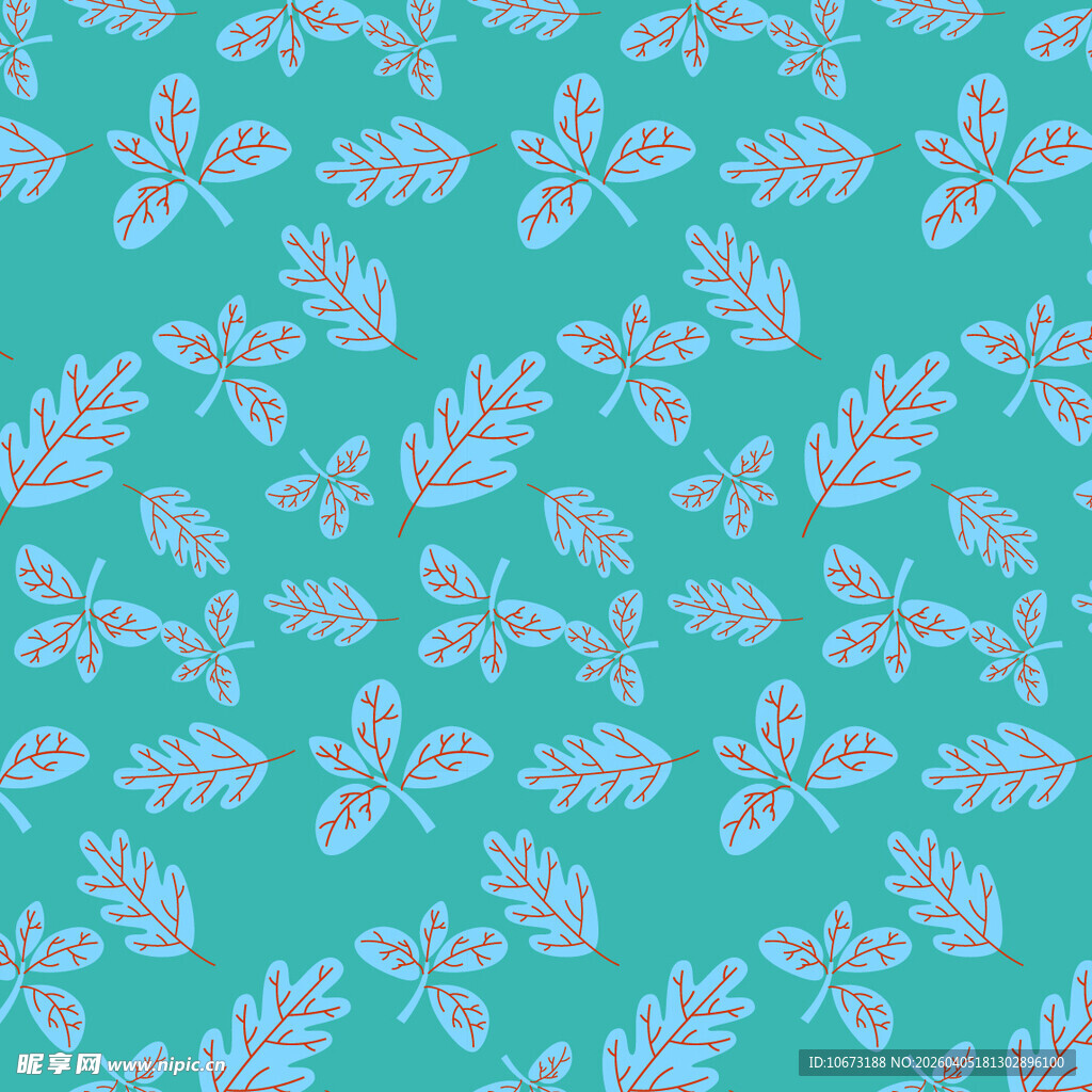 卡通叶子矢量图案背景