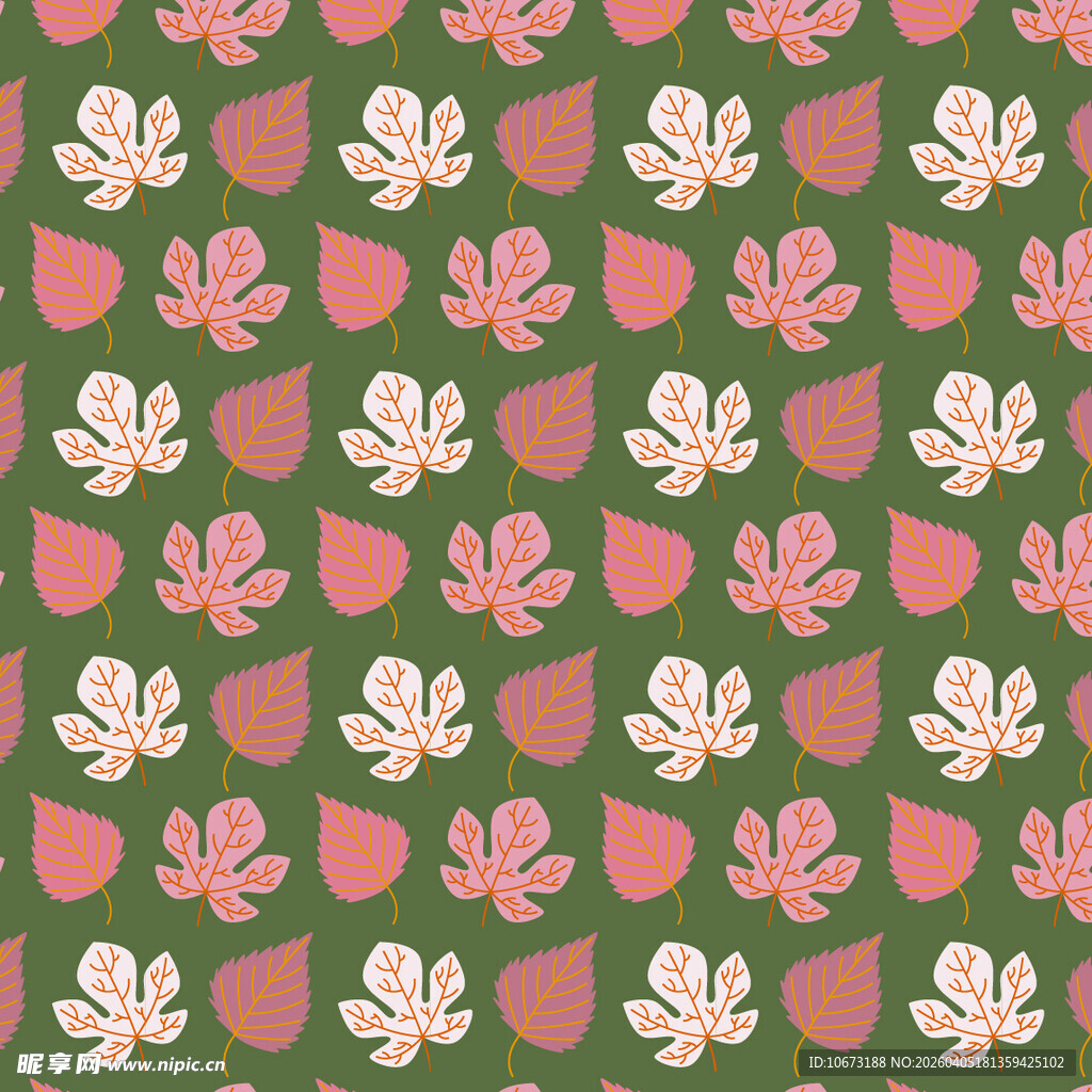卡通叶子矢量图案背景