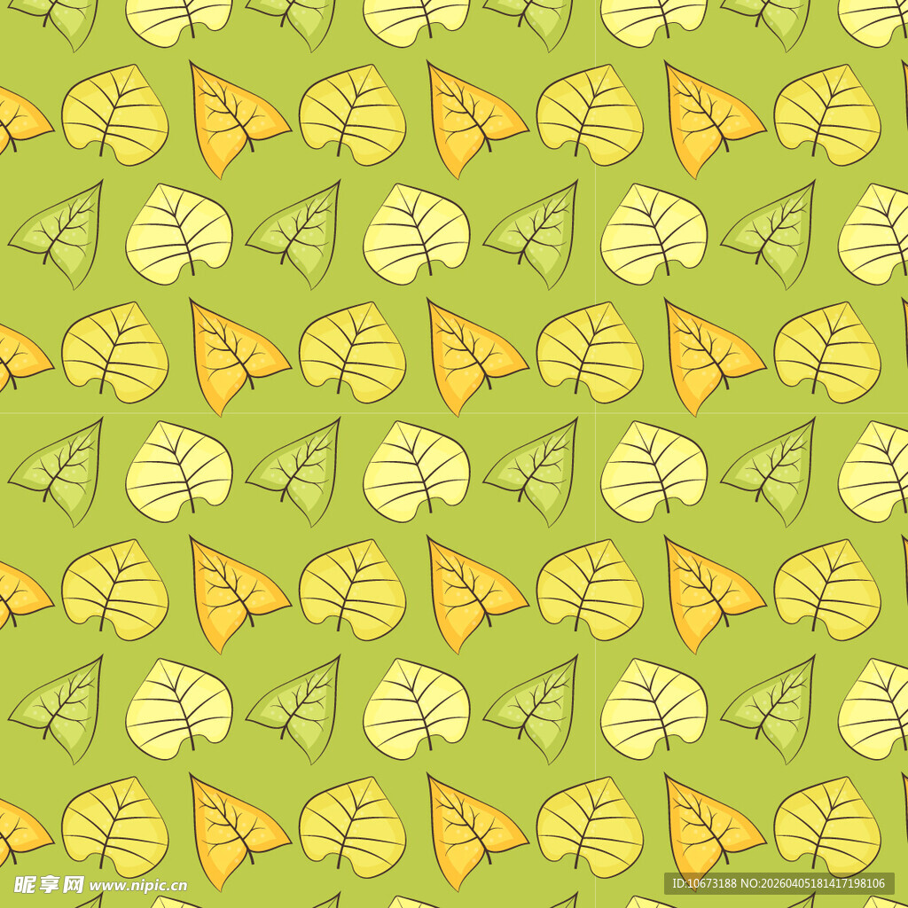 卡通叶子矢量图案背景