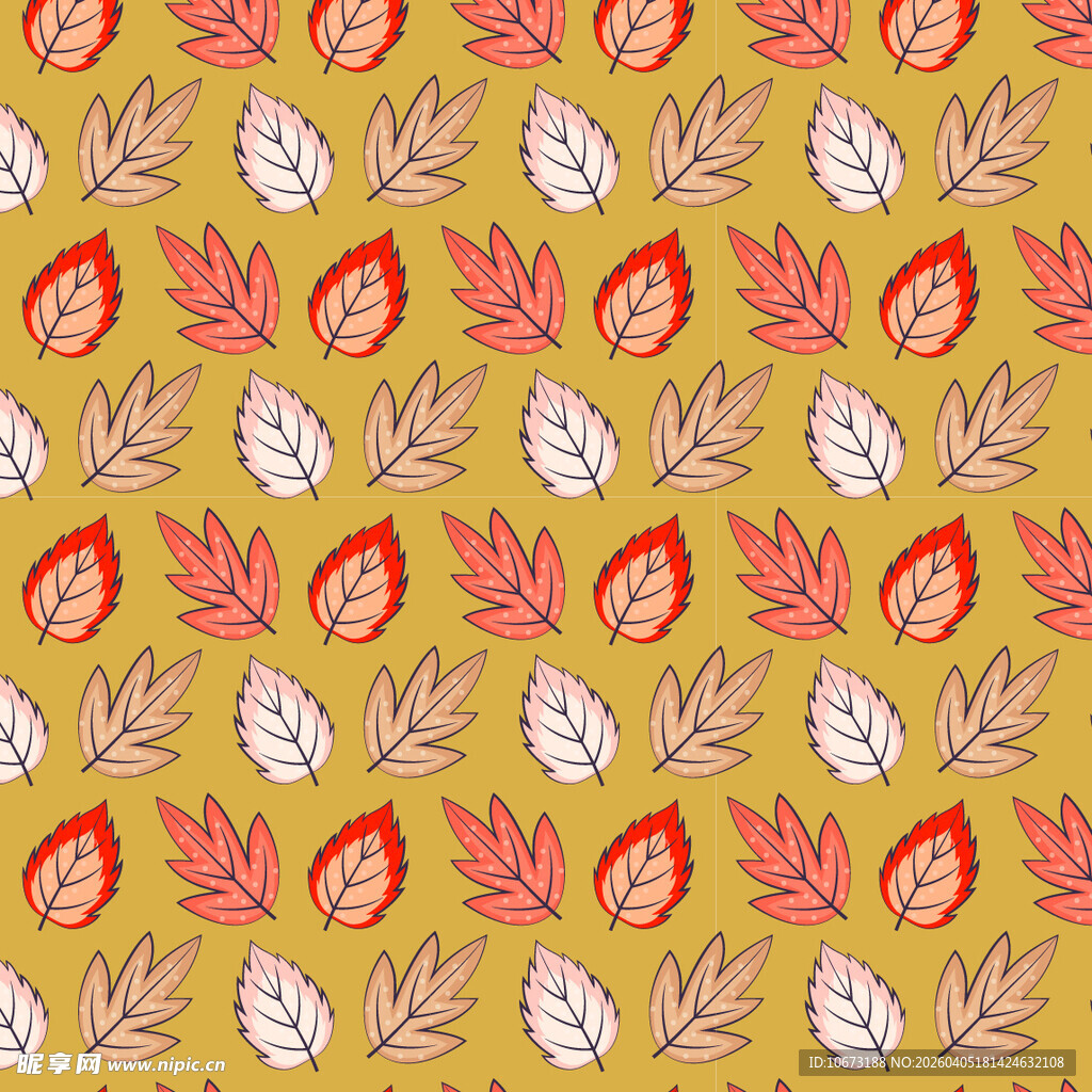 卡通叶子矢量图案背景