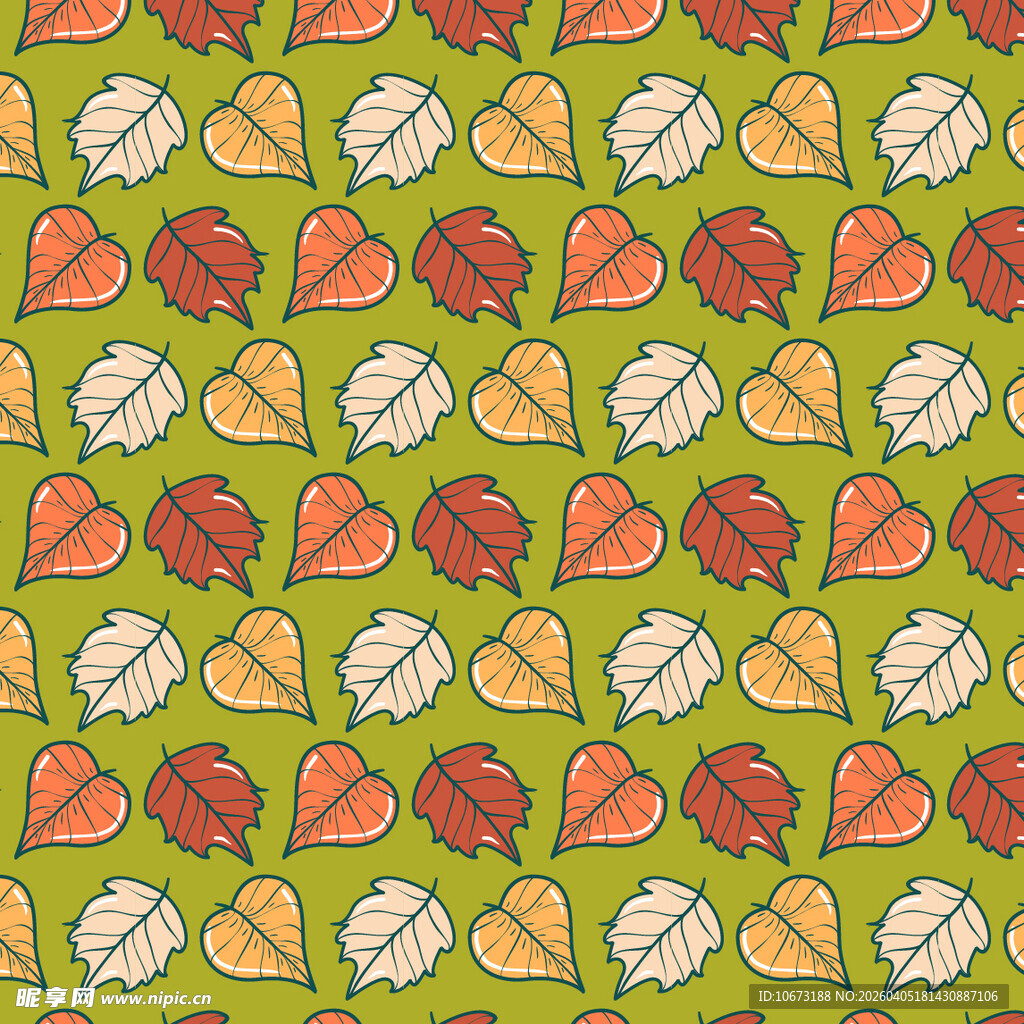 卡通叶子矢量图案背景
