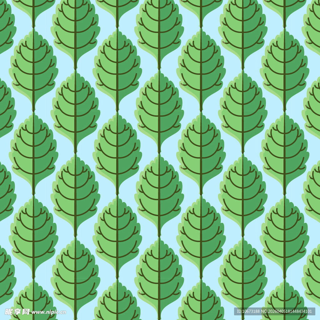 卡通叶子矢量图案背景