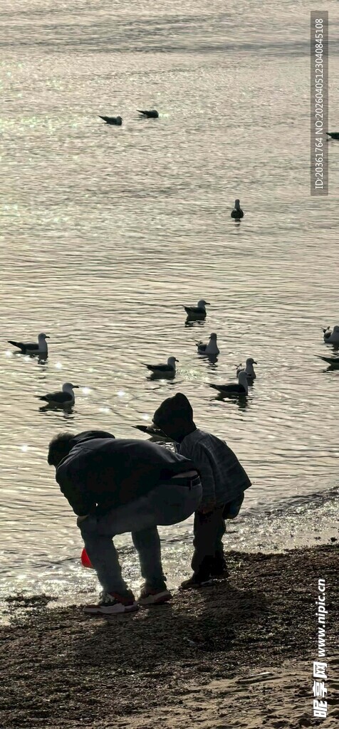 海边亲子赶海欢乐瞬间