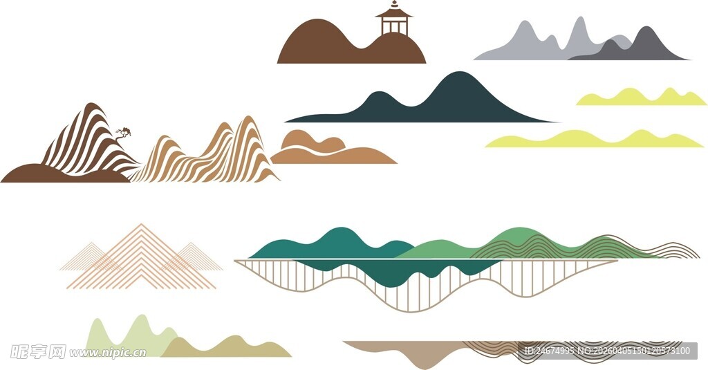 多样山峦矢量插画素材