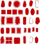 红色印章多样形状矢量图形