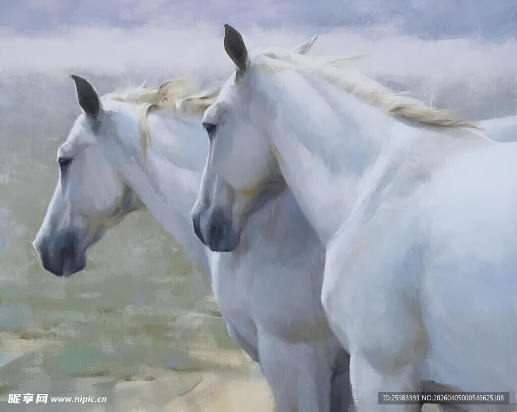 白马油画