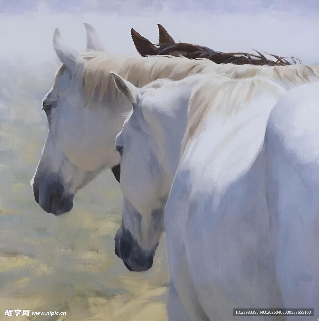 白马油画